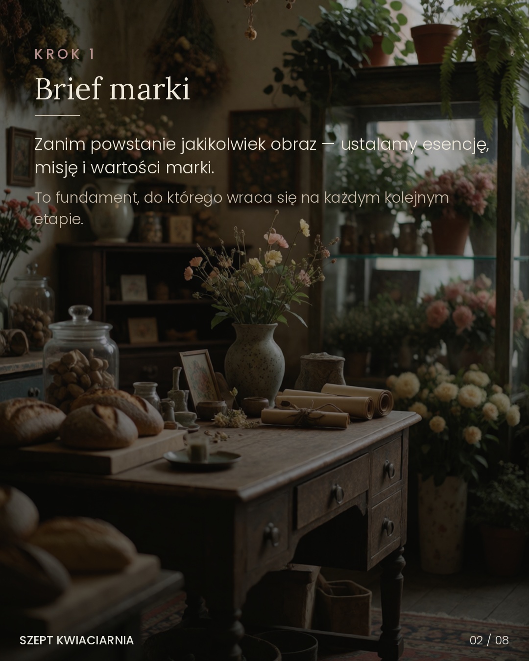 SZEPT Kwiaciarnia - brief marki, slajd 2